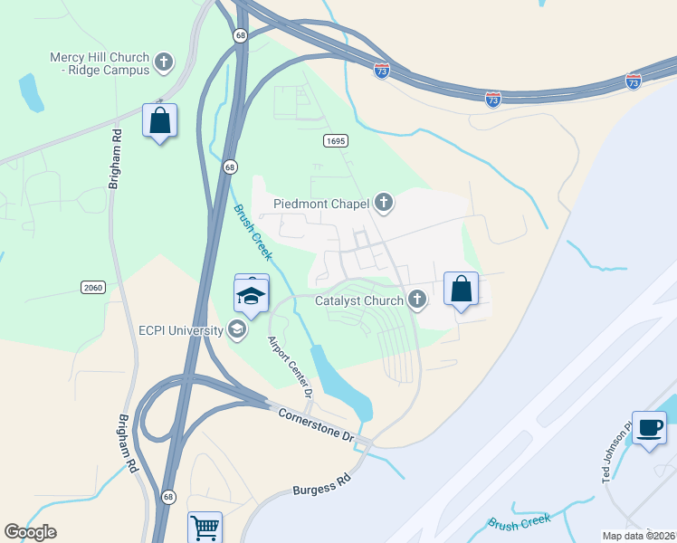map of restaurants, bars, coffee shops, grocery stores, and more near 307 Mourning Dove Terrace in Greensboro