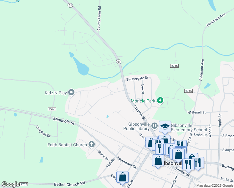 map of restaurants, bars, coffee shops, grocery stores, and more near 203 Joe Gibson Drive in Gibsonville