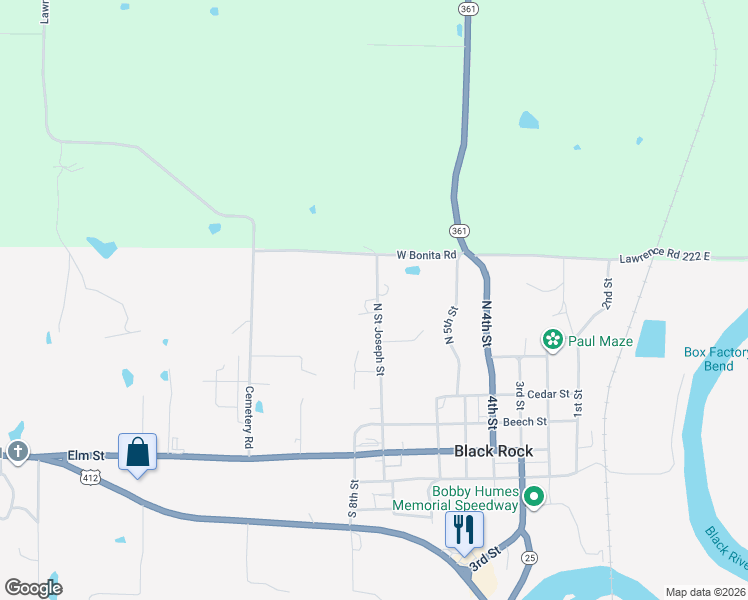 map of restaurants, bars, coffee shops, grocery stores, and more near 501-899 N Street Joseph Street in Black Rock