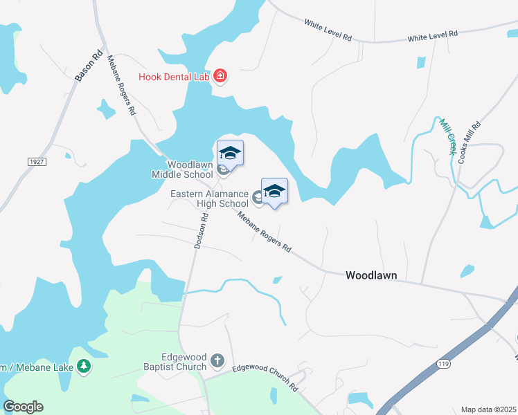 map of restaurants, bars, coffee shops, grocery stores, and more near 4040 Mebane Rogers Road in Mebane