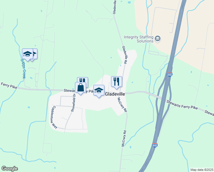 map of restaurants, bars, coffee shops, grocery stores, and more near 8905 Stewarts Ferry Pike in Mt. Juliet