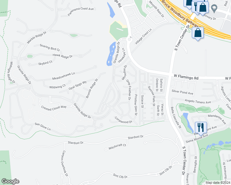 map of restaurants, bars, coffee shops, grocery stores, and more near 41 Owl Ridge Court in Las Vegas