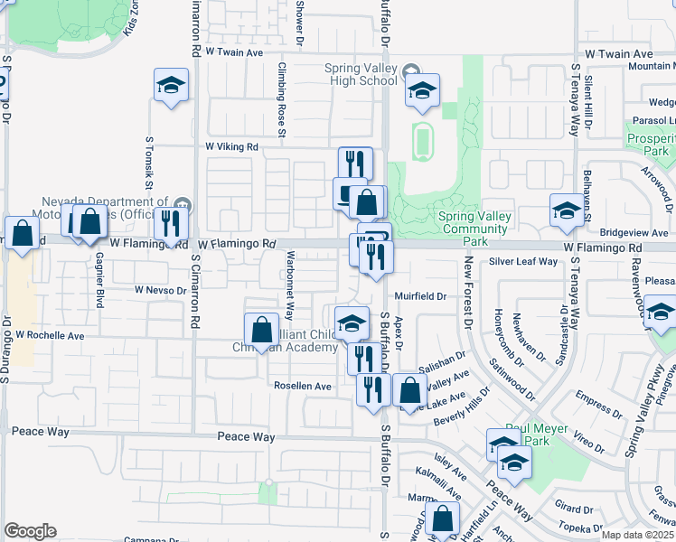 map of restaurants, bars, coffee shops, grocery stores, and more near 7901 Cina Avenue in Las Vegas