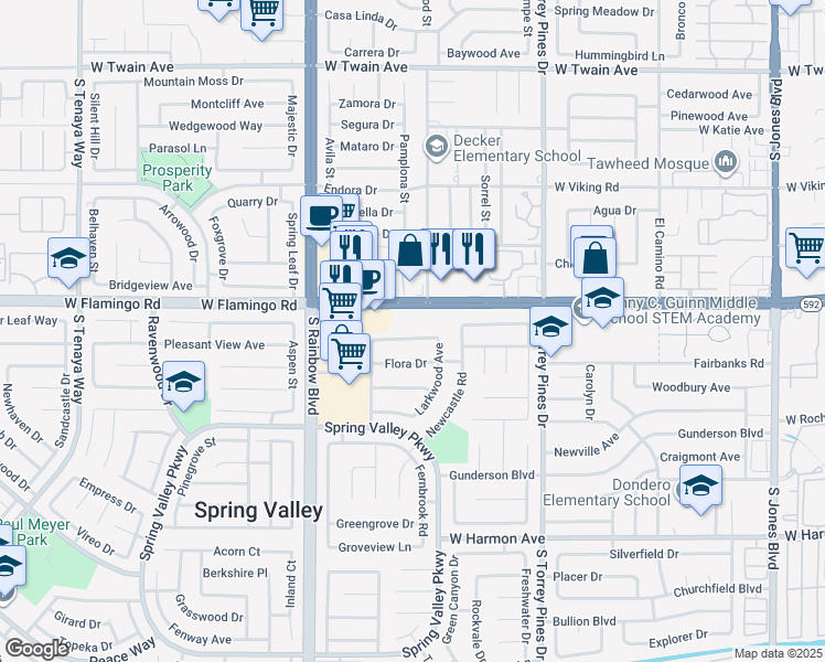 map of restaurants, bars, coffee shops, grocery stores, and more near 6726 Oak Valley Drive in Las Vegas