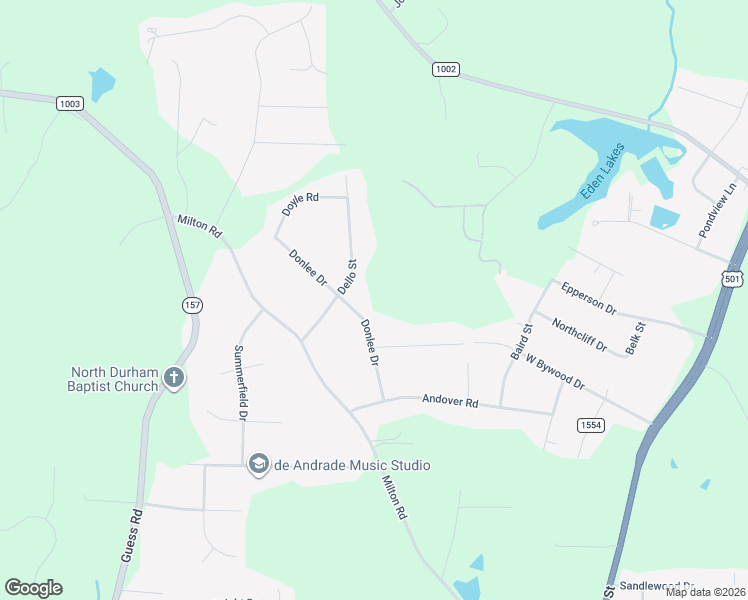 map of restaurants, bars, coffee shops, grocery stores, and more near 646 Donlee Drive in Durham
