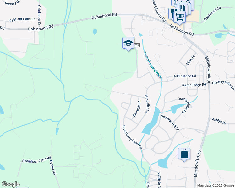 map of restaurants, bars, coffee shops, grocery stores, and more near 5684 Cedarmere Drive in Winston-Salem