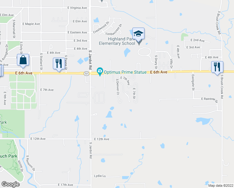 map of restaurants, bars, coffee shops, grocery stores, and more near 824 South Denver Court in Stillwater