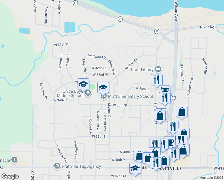 map of restaurants, bars, coffee shops, grocery stores, and more near 3310 Springtree Lane in Sand Springs