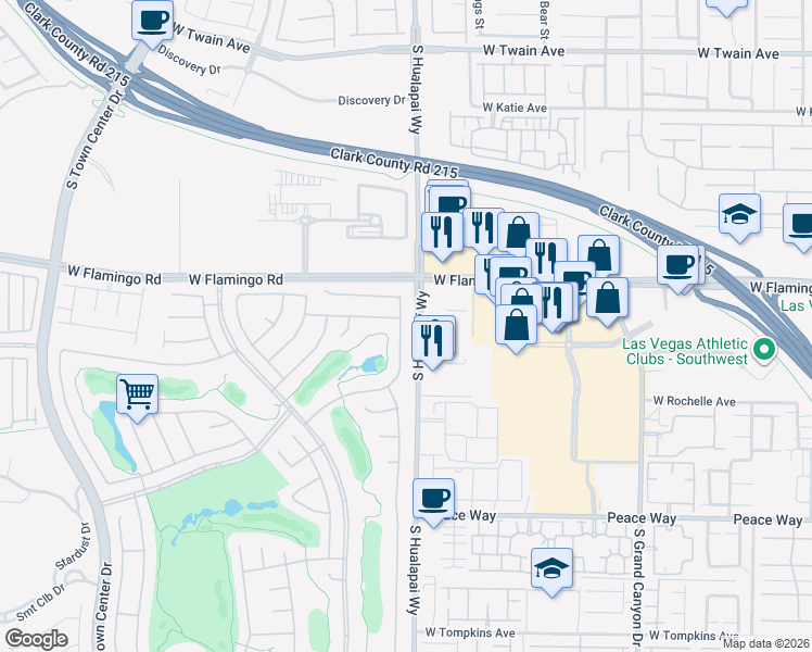 map of restaurants, bars, coffee shops, grocery stores, and more near 4166 Cascada Piazza Lane in Las Vegas