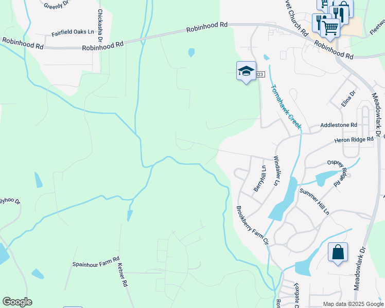 map of restaurants, bars, coffee shops, grocery stores, and more near 1016 Wood Duck Lane in Winston-Salem