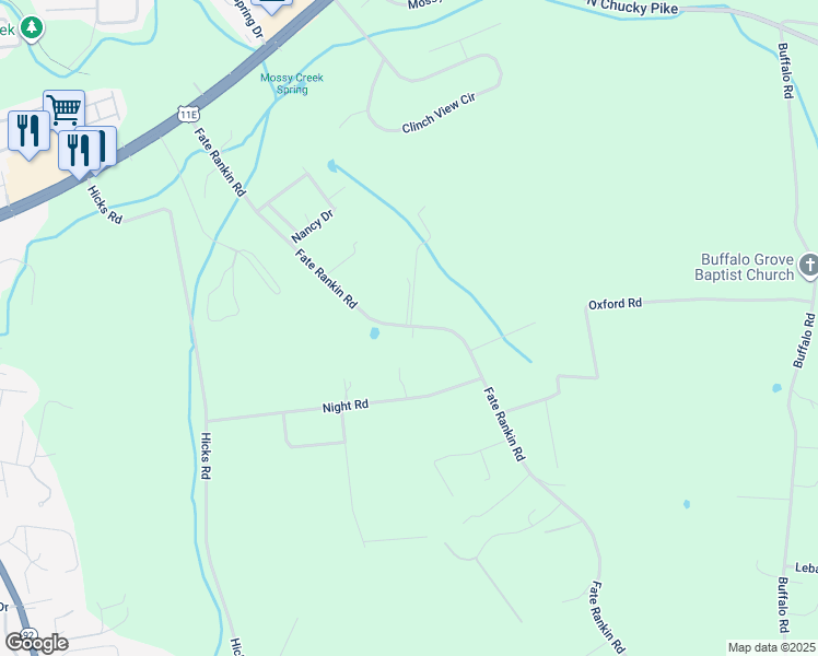 map of restaurants, bars, coffee shops, grocery stores, and more near 1349 Fate Rankin Road in Jefferson City