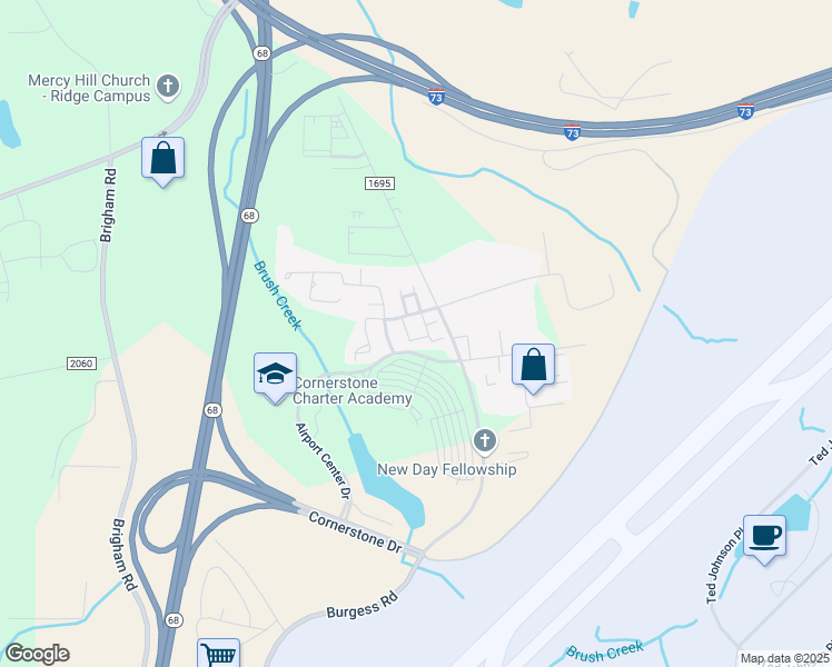 map of restaurants, bars, coffee shops, grocery stores, and more near 206 Nighthawk Place in Greensboro