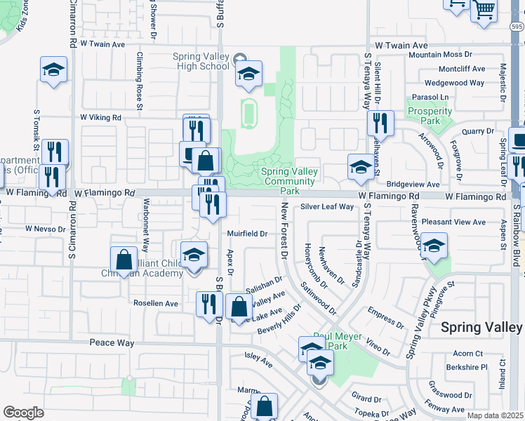 map of restaurants, bars, coffee shops, grocery stores, and more near 7669 Keating Circle in Las Vegas
