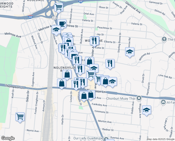 map of restaurants, bars, coffee shops, grocery stores, and more near 311 Carter Street in Nashville