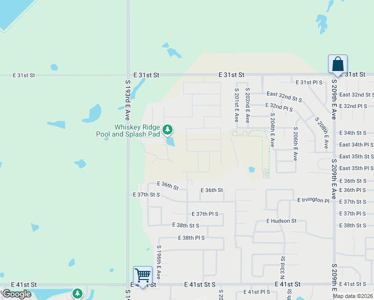 map of restaurants, bars, coffee shops, grocery stores, and more near 3591 South 197th East Avenue in Broken Arrow