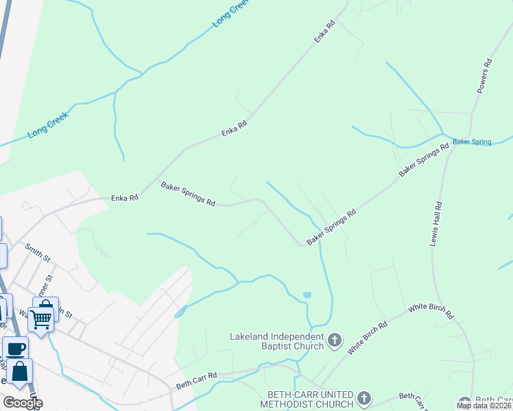 map of restaurants, bars, coffee shops, grocery stores, and more near 3371 Baker Springs Road in White Pine