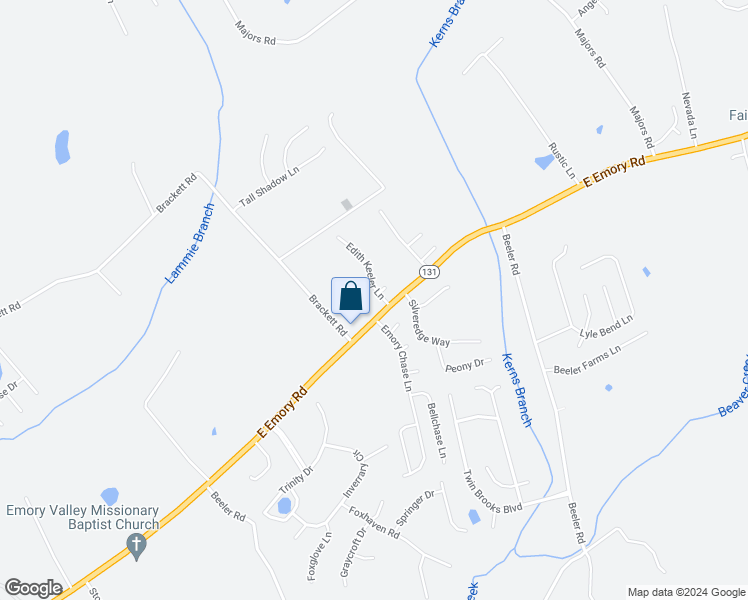 map of restaurants, bars, coffee shops, grocery stores, and more near 7705 Edith Keeler Lane in Knoxville