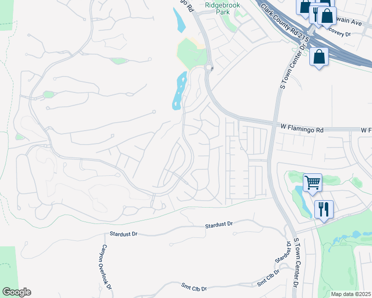 map of restaurants, bars, coffee shops, grocery stores, and more near 41 Owl Ridge Court in Las Vegas