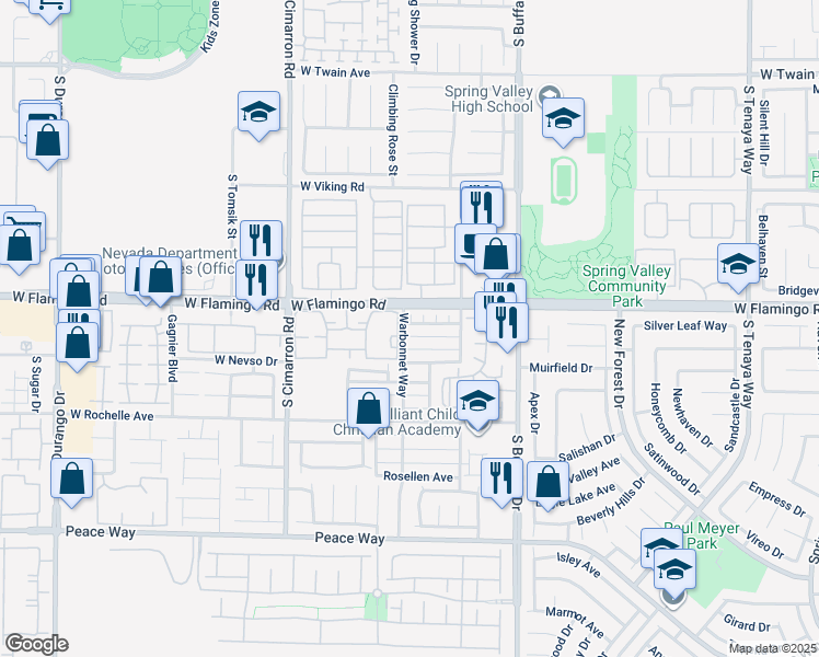 map of restaurants, bars, coffee shops, grocery stores, and more near 7985 Trea Avenue in Las Vegas