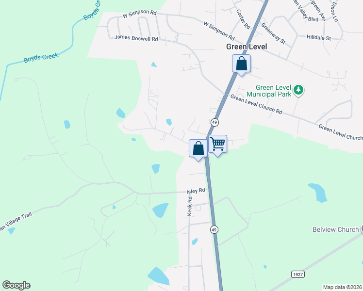 map of restaurants, bars, coffee shops, grocery stores, and more near 2325 Basil Holt Road in Burlington