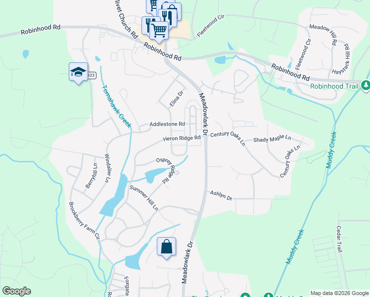 map of restaurants, bars, coffee shops, grocery stores, and more near 1359 Stable Bend Lane in Winston-Salem