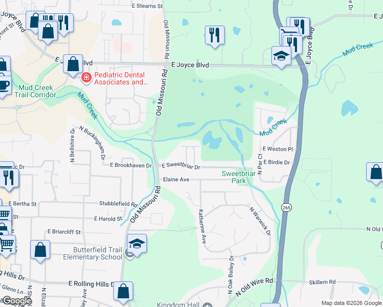 map of restaurants, bars, coffee shops, grocery stores, and more near 3467 North Greenbriar Drive in Fayetteville