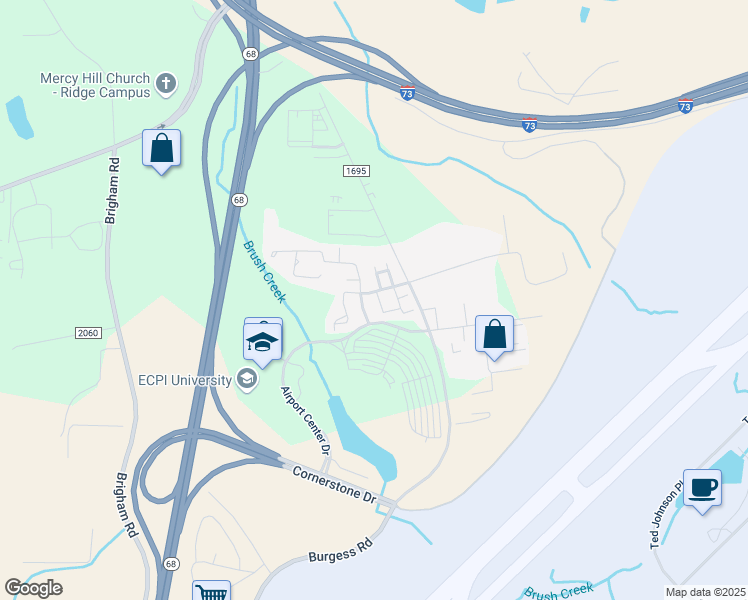 map of restaurants, bars, coffee shops, grocery stores, and more near 231 Nighthawk Place in Greensboro