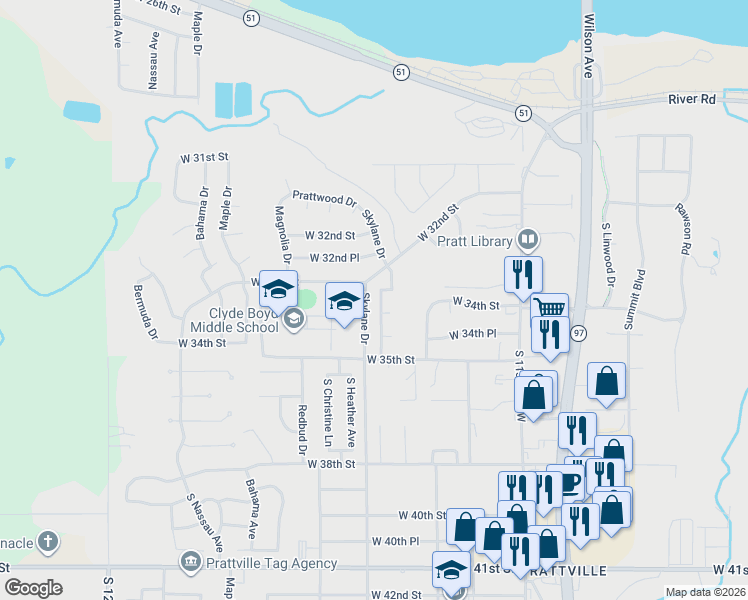 map of restaurants, bars, coffee shops, grocery stores, and more near 3310 Springtree Lane in Sand Springs