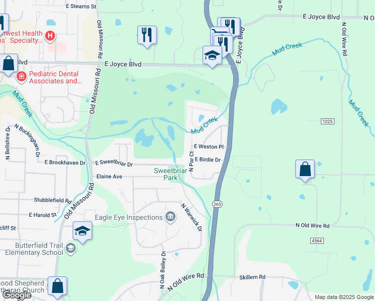 map of restaurants, bars, coffee shops, grocery stores, and more near 3469 North Par Court in Fayetteville