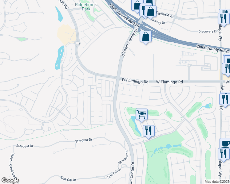 map of restaurants, bars, coffee shops, grocery stores, and more near 4257 South Town Center Drive in Las Vegas