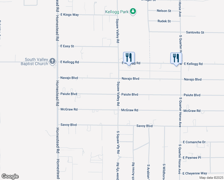 map of restaurants, bars, coffee shops, grocery stores, and more near 3460 Paiute Boulevard in Pahrump
