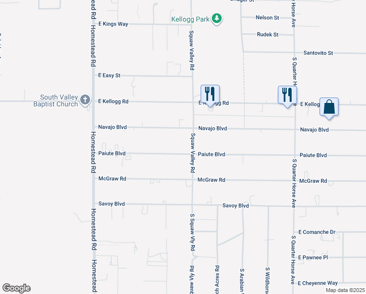 map of restaurants, bars, coffee shops, grocery stores, and more near 3460 Paiute Blvd in Pahrump