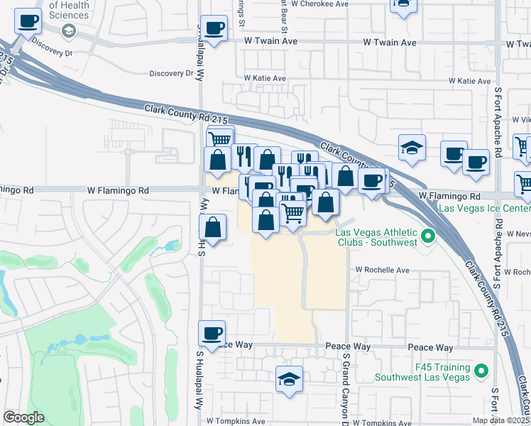 map of restaurants, bars, coffee shops, grocery stores, and more near 4155 S Grand Canyon Dr in Las Vegas