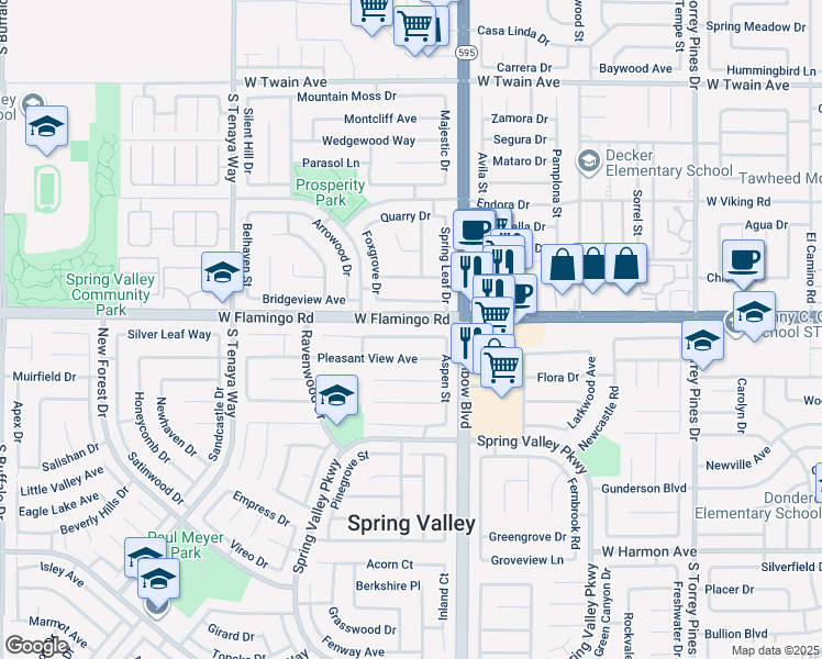 map of restaurants, bars, coffee shops, grocery stores, and more near 7004 Clearwater Avenue in Las Vegas