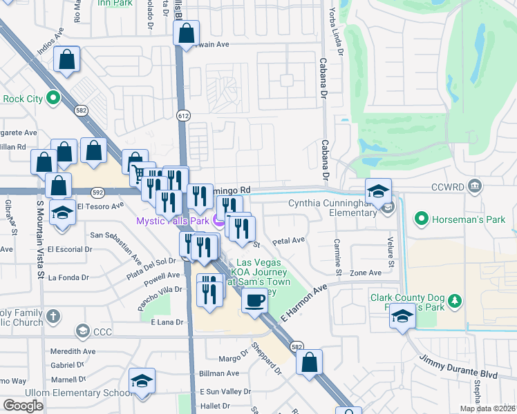 map of restaurants, bars, coffee shops, grocery stores, and more near 4153 Crater Street in Las Vegas