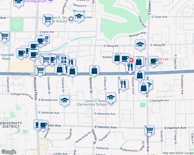 map of restaurants, bars, coffee shops, grocery stores, and more near in Paradise