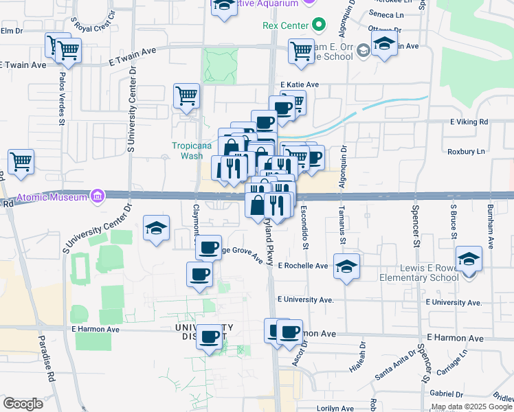 map of restaurants, bars, coffee shops, grocery stores, and more near in Paradise