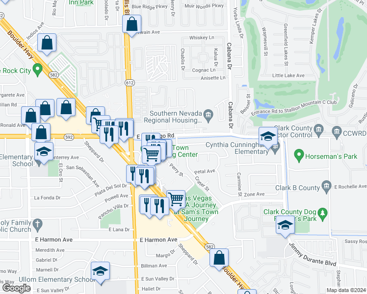 map of restaurants, bars, coffee shops, grocery stores, and more near 4153 Crater Street in Las Vegas