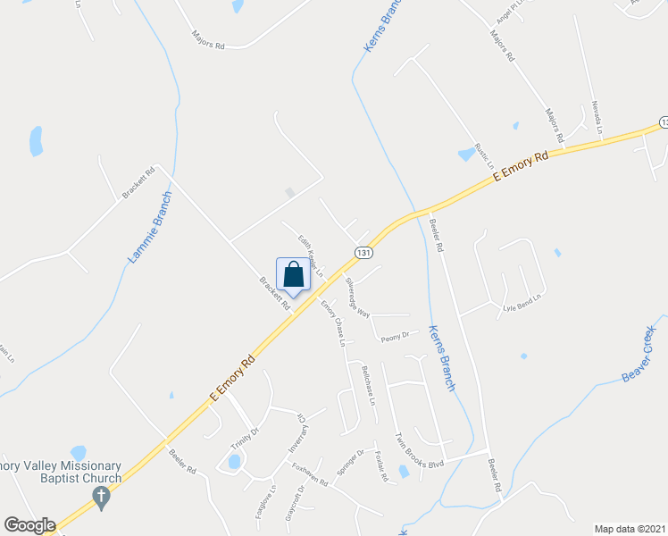 map of restaurants, bars, coffee shops, grocery stores, and more near 6704 Bajor Lane in Knoxville