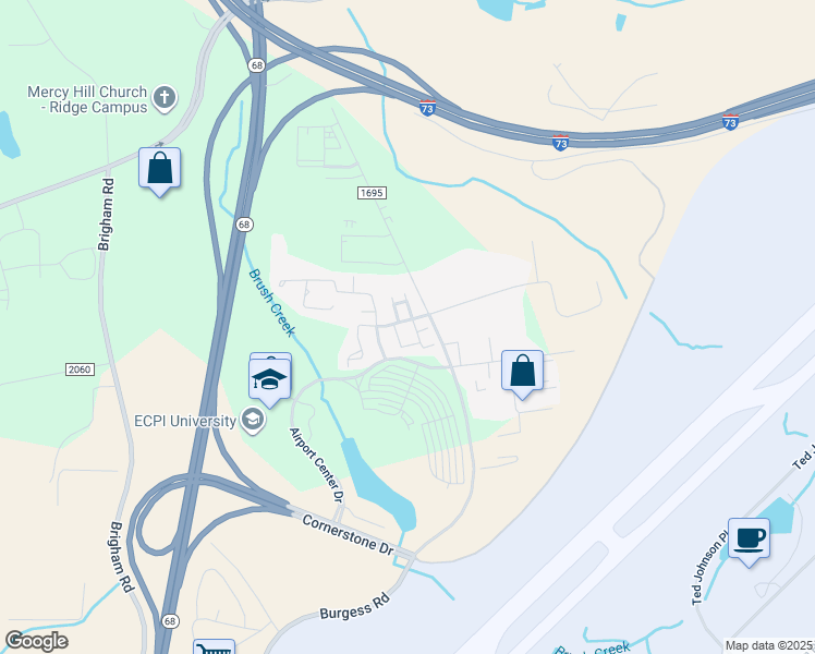 map of restaurants, bars, coffee shops, grocery stores, and more near 119 Goldfinch Avenue in Greensboro