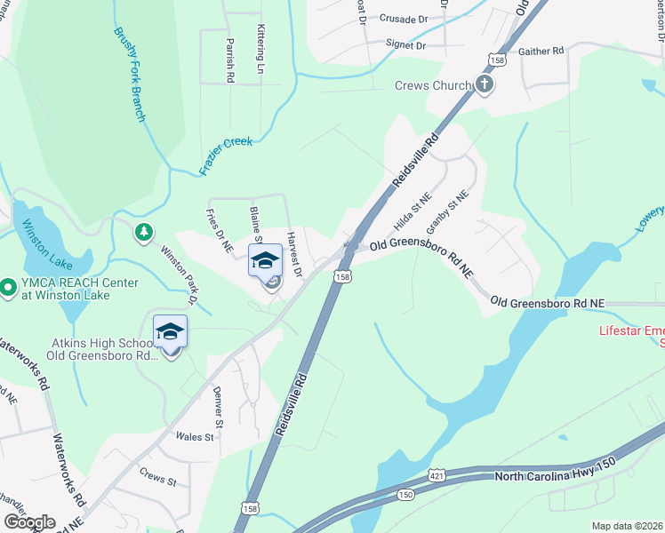 map of restaurants, bars, coffee shops, grocery stores, and more near 3978 Old Greensboro Road in Winston-Salem