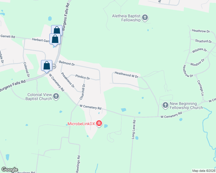 map of restaurants, bars, coffee shops, grocery stores, and more near 1099 Heathwood W Dr in Cookeville