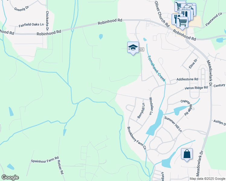 map of restaurants, bars, coffee shops, grocery stores, and more near 5701 Cedarmere Drive in Winston-Salem