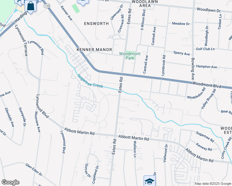 map of restaurants, bars, coffee shops, grocery stores, and more near 4005 Auburn Lane in Nashville