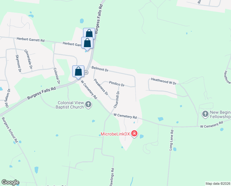 map of restaurants, bars, coffee shops, grocery stores, and more near 2742 Churchill Drive in Cookeville