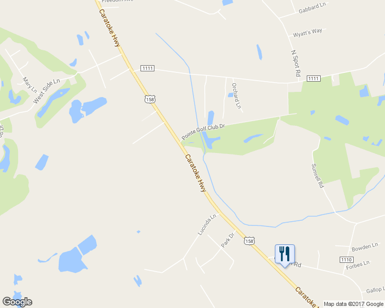 map of restaurants, bars, coffee shops, grocery stores, and more near 8477 Caratoke Highway in Powells Point