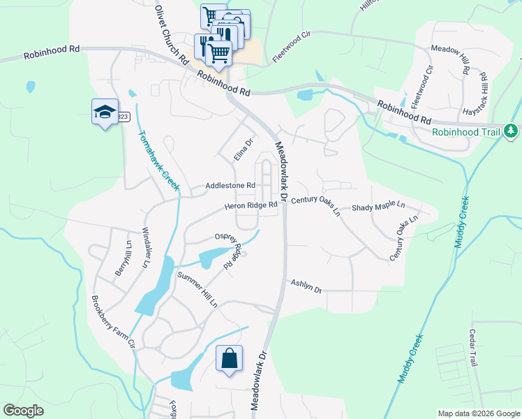 map of restaurants, bars, coffee shops, grocery stores, and more near 1359 Stable Bend Lane in Winston-Salem