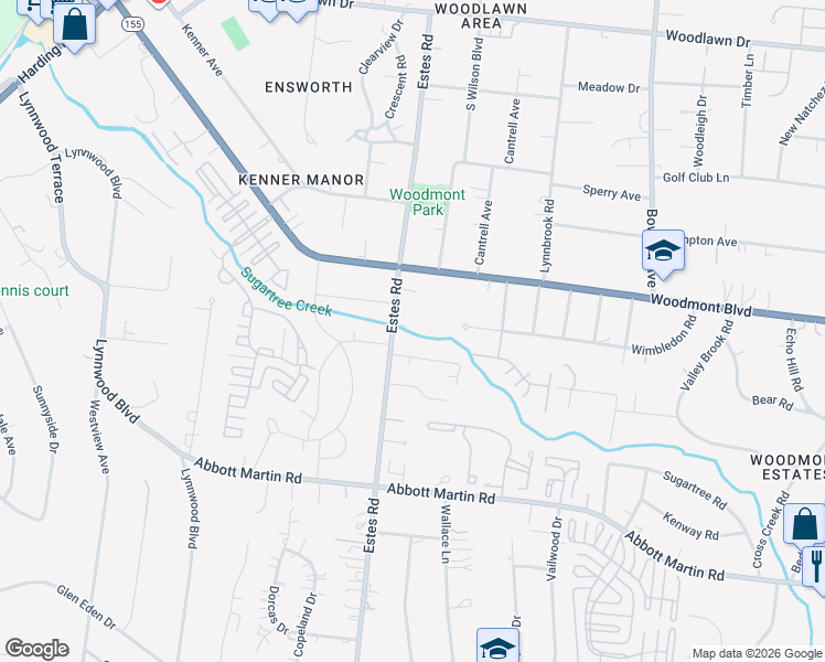 map of restaurants, bars, coffee shops, grocery stores, and more near 3704 Estes Glen in Nashville