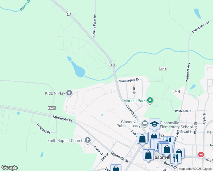 map of restaurants, bars, coffee shops, grocery stores, and more near 11 Jane Freeman Place in Gibsonville