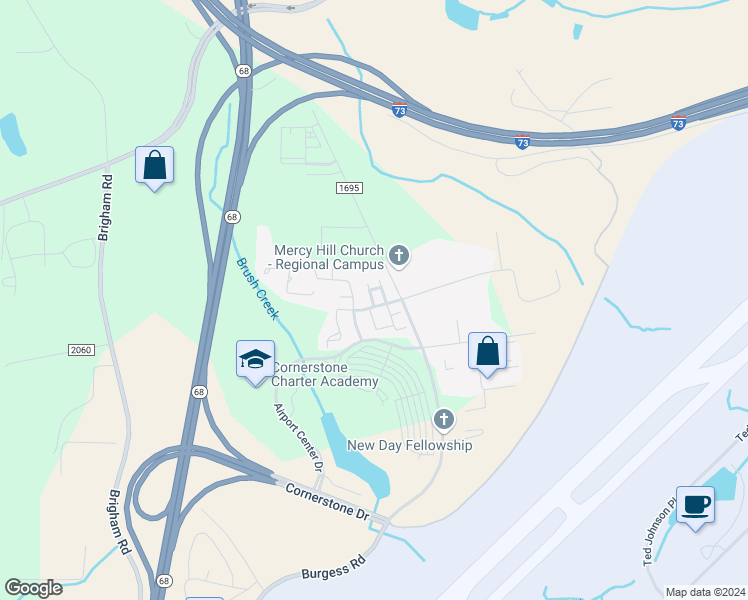 map of restaurants, bars, coffee shops, grocery stores, and more near 120 Goldfinch Avenue in Greensboro